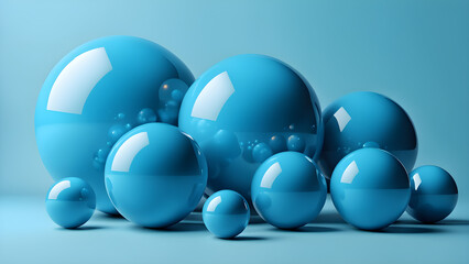 abstract 3d render of composition with blue spheres modern background design