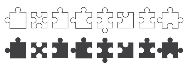 Puzzle pieces vector. Puzzle black icon set