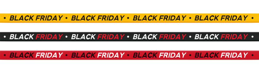 Black friday ribbon set. Vector tape of sale, black friday, discount, advertising