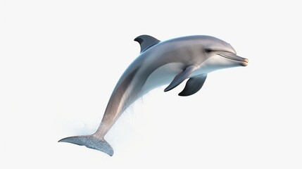 Fototapeta premium Cute dolphin jumping pose isolated on white background.