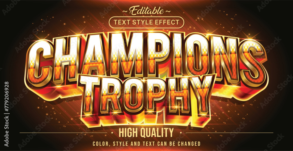 Poster editable text style effect - champions trophy text style theme.