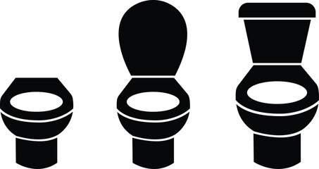 Bathroom toilet icons set in different style vector isolated on transparent background collection of black toilet vector icons designed in flat style can be used for web, mobile apps