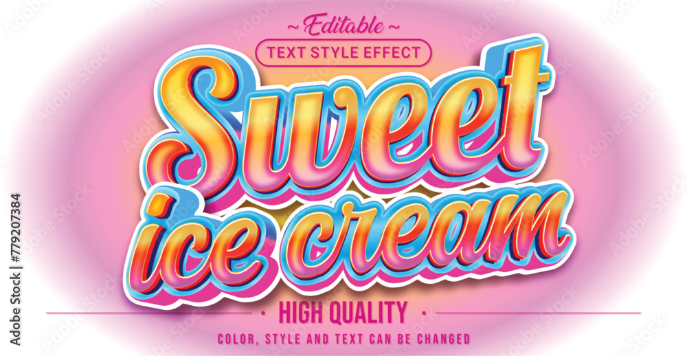 Poster editable text style effect - sweet ice cream text style theme.