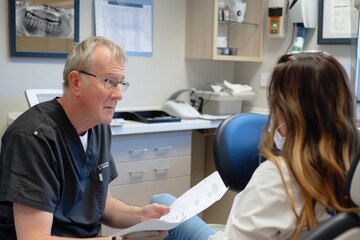 dentist explaining a treatment to a patient