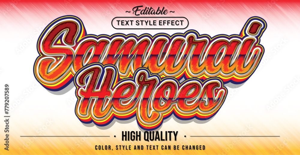 Aufkleber Editable text style effect - Samurai Heroes text style theme.