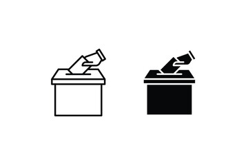 Hand voting ballot box icon, Election Vote concept, Vector illustration on white background