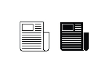 flat black newspaper vector icon on white background