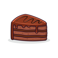 Chocolate cake slice cartoon vector illustration
