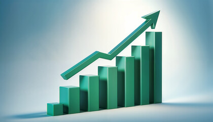 Rising Green Bar Chart Progressing Upward