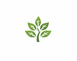Green Tree Logo with Leafy Branches Design