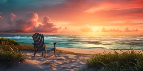 Poster Beach landscape at sunset. © Graphicsstudio 5