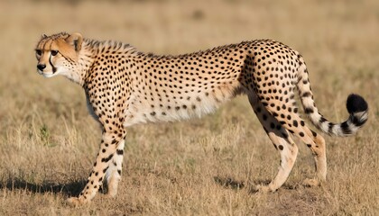 A Cheetah With Its Body Low To The Ground Stalkin