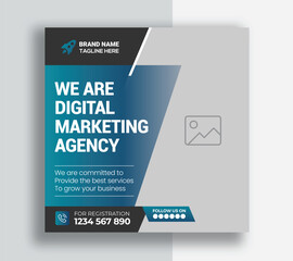 Digital Marketing Agency Online Webinar Social Media Post Design | Corporate Business Promotion Social Media Web Banner, Square Flyer Unique Design Template	