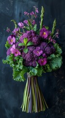 Symphony of Berries and Exotic Fruits: A Lively Edible Bouquet with Banana Stars and Fresh Berries"
"Vib