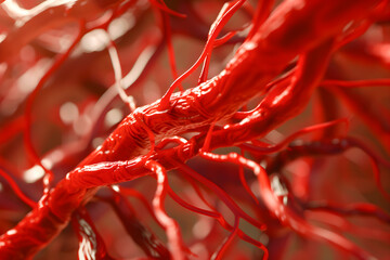 Blood vessels in delivering nutrients and oxygen to tissues and organs, highlighting their crucial role in sustaining life - obrazy, fototapety, plakaty