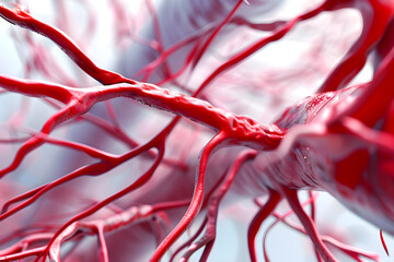 Blood vessels in delivering nutrients and oxygen to tissues and organs, highlighting their crucial role in sustaining life - obrazy, fototapety, plakaty