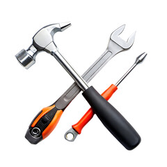 tool kit set angle view without shadow 3d rende