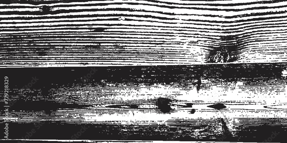 Poster grunge wooden distress vector effect. black and white overlay background. old grain texture for rust