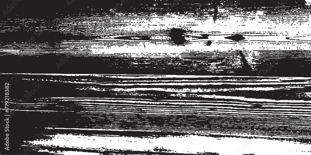 Poster grunge wooden distress vector effect. black and white overlay background. old grain texture for rust