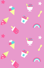 Ice creams pattern. pink background