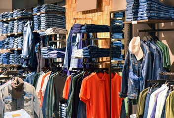 Jeans wear store. Retail shop inside shopping mall.