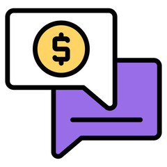 Conceptual flat design icon of financial discussion 

