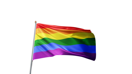 gay pride flag on a transparent background, waving in the wind, lgbt flag with no background,  tall flagpole, lgbtqia, queer, symbol of the gay pride, tolerance, love, transparent png, alpha	