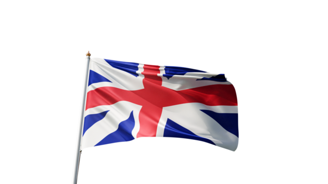 flag in the wind, british flag, English, union jack, united kingdom, england symbol, flag on a flagpole, transparent png with no background, patriotism, country, european symbol, waving in the wind