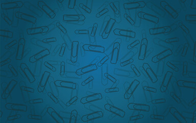 School Paper Clips Background - Messy Black and Blue Paper Clips on Gradient Blue Background.