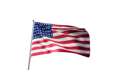 USA flag on transparent background, united state of america, us, america, blue, stripes, flagpole, stars, capitalism, realistic flag waving in the wind, png transparent