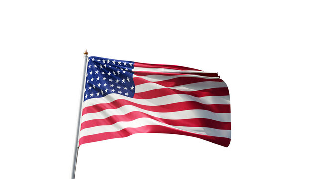 USA flag on transparent background, united state of america, us, america, blue, stripes, flagpole, stars, capitalism, realistic flag waving in the wind, png transparent