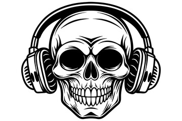 skull-in-headphones vector illustration 