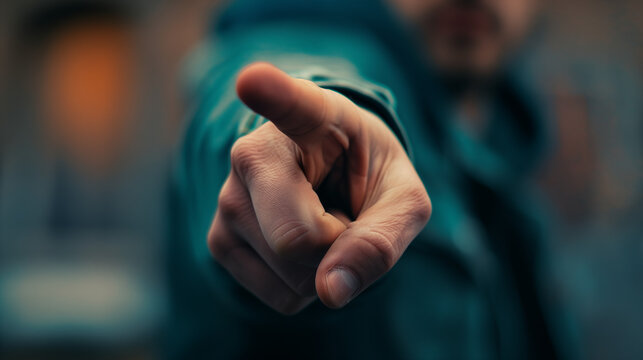 Close up of a man hand pointing and accusing