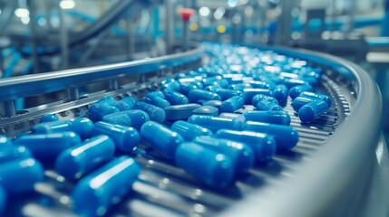 Conveyor Belt With Blue Pills