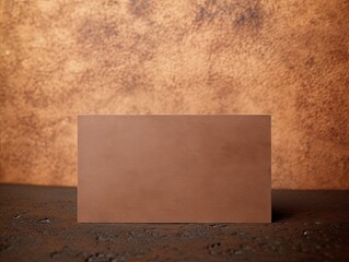 Brown blank business card template empty mock-up at brown textured background with copy space for text photo or product