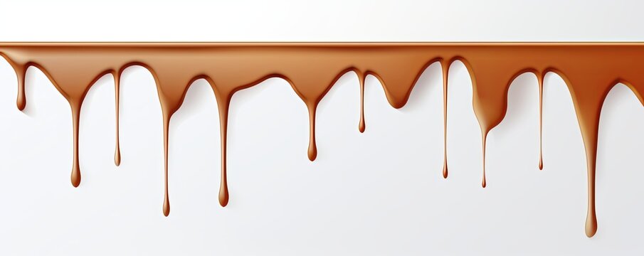 Brown paint dripping on the white wall water spill vector background with blank copy space for photo or text