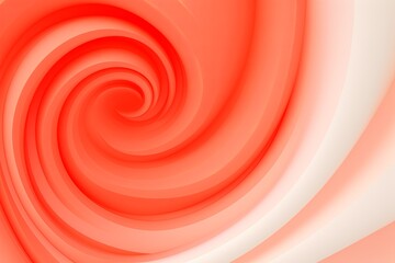 Coral background, smooth white lines, radians swirl round circle pattern backdrop with copy space for design photo or text
