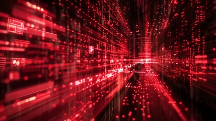 Fototapeta premium Red and Black Abstract Design With Lines and Dots