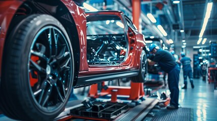Fototapeta premium Car Assembly Line in Automotive Factory