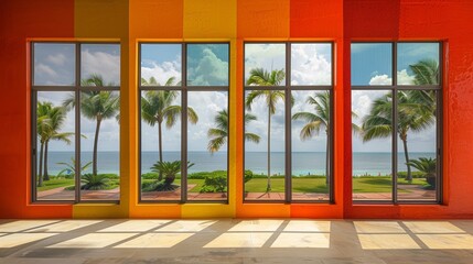 Room With Large Window Overlooking Ocean