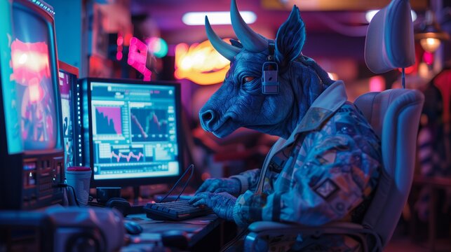 Camouflaged Man Using Computer - Powered by Adobe