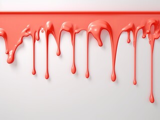 Coral paint dripping on the white wall water spill vector background with blank copy space for photo or text