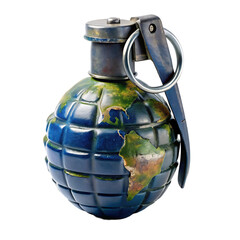 Hyperrealistic hand grenade isolated transparent background png psd
