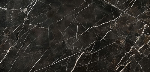 An expansive view of a matte black marble surface, the subtle interplay of charcoal and onyx hues beneath a network of thin white veins 32k, full ultra HD, high resolution