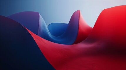 Abstract Red and Blue Painting on Blue Background