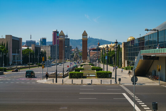 Barcelona, Spain - July 19, 2018: Plaza de Espana , the Spanish Square