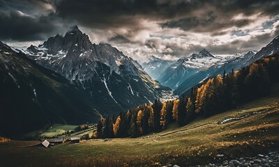 Mountains during sunset Beautiful natural landscape in the summer time.with Generative AI...