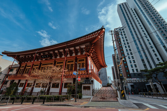 Seoul, South Korea - February 27, 2024: Korean Buddhism temple