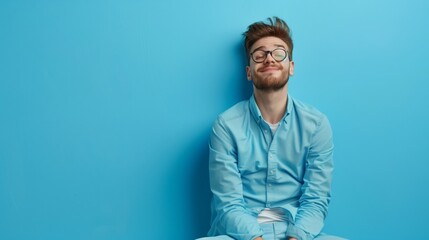 Fototapeta premium Man Sitting Cross-Legged