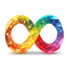 Neurodiversity symbol icon with rainbow infinity sign and text 'neurodiversity' on white background. Suitable for diversity and inclusion advocacy and awareness campaigns.